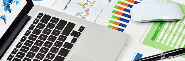 Image of a laptop and charts.